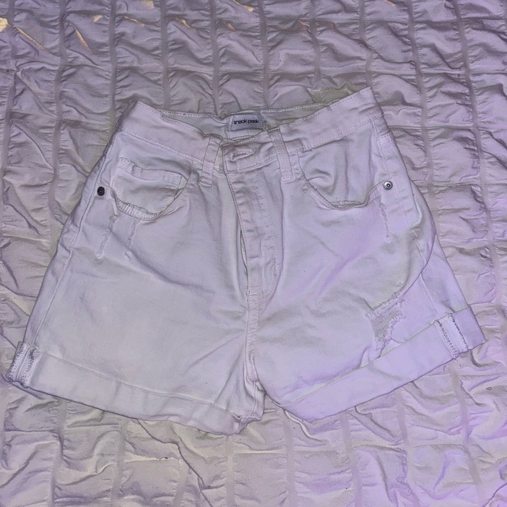 Sneak Peek White Jean Shorts